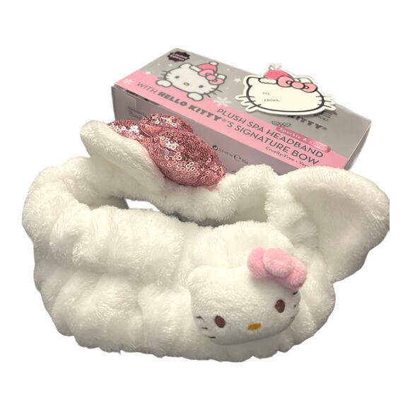 NEW Hello Kitty Plush SPA HEADBAND & GEL EYE MASKS 3pc Sparkle Sleigh Sequin Bow - Picture 3 of 7